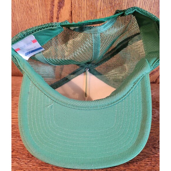 Vintage Oliver John Deere Hand Painted Trucker Green San Sun Hat From Sri Lanka - Picture 8 of 12